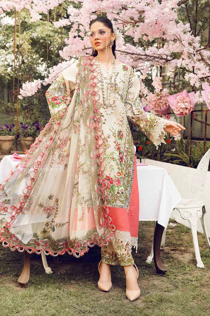 MPT-2605-A- Grey & Green Embroidered Lawn Suit By Maria.B