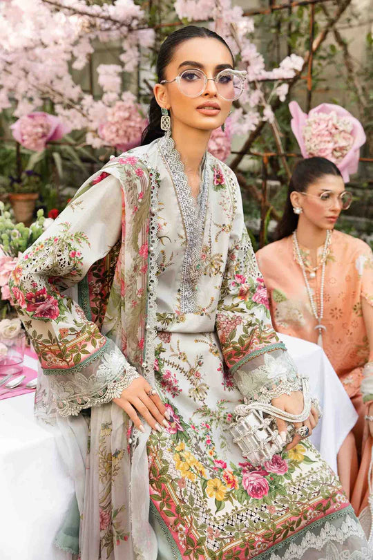 MPT-2605-B- Grey Embroidered Lawn Suit By Maria.B