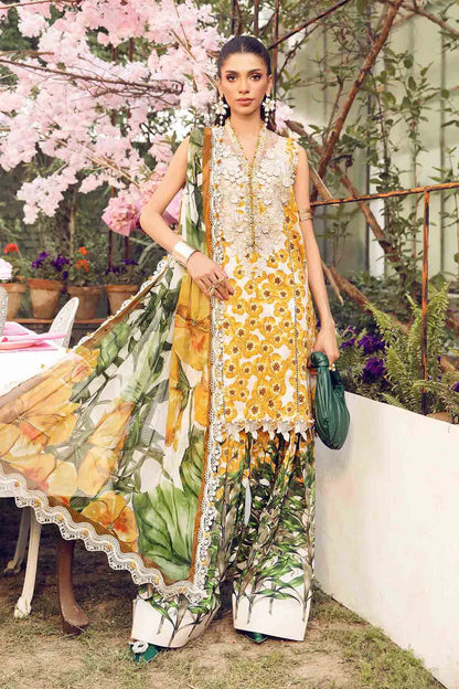 MPT-2606-A- Mustard & Green Embroidered Lawn Suit By Maria.B