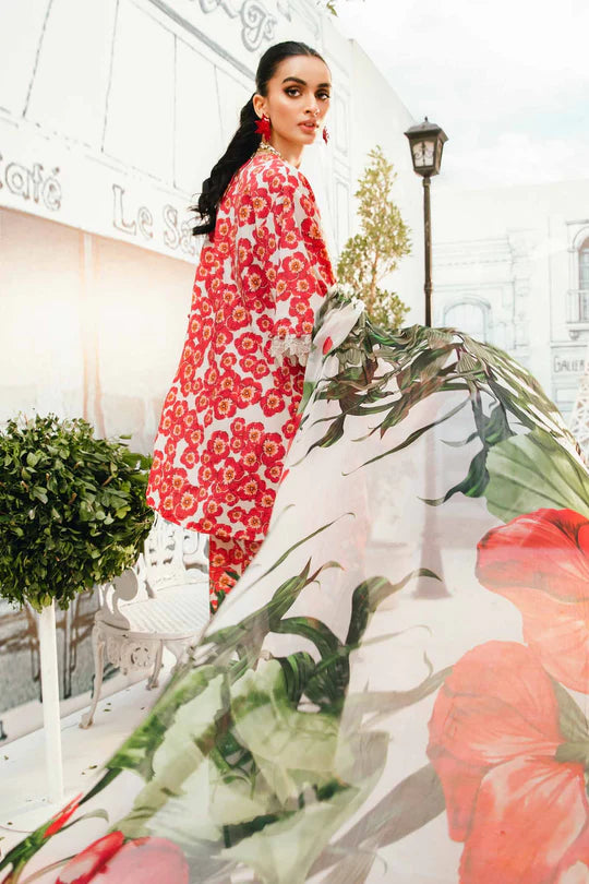 MPT-2606-B- Orange & Green Embroidered Lawn Suit By Maria.B