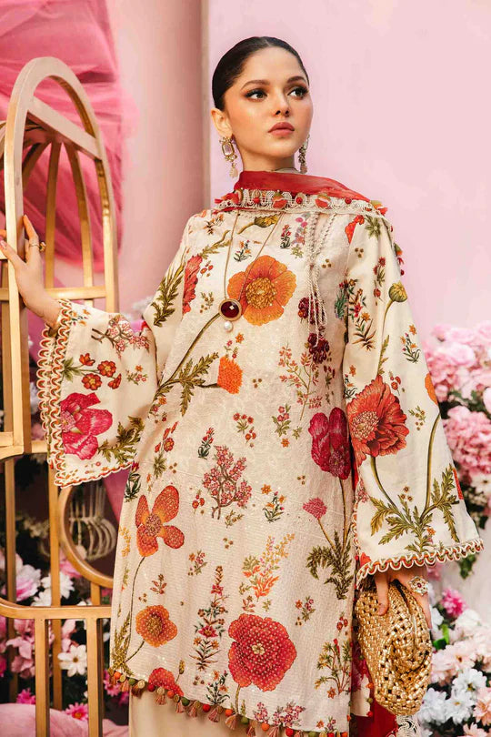 MPT-2607-A- Beige Embroidered Lawn Suit By Maria.B