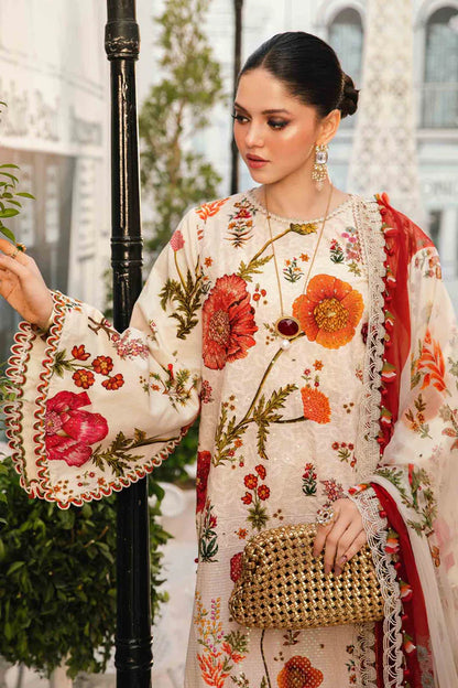 MPT-2607-A- Beige Embroidered Lawn Suit By Maria.B