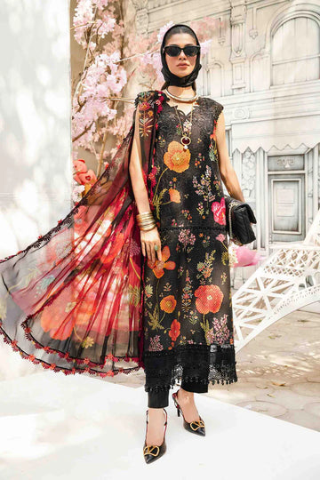 MPT-2607-B- Black Embroidered Lawn Suit By Maria.B