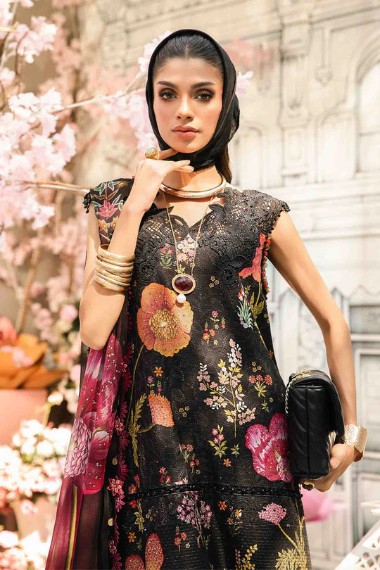 MPT-2607-B- Black Embroidered Lawn Suit By Maria.B