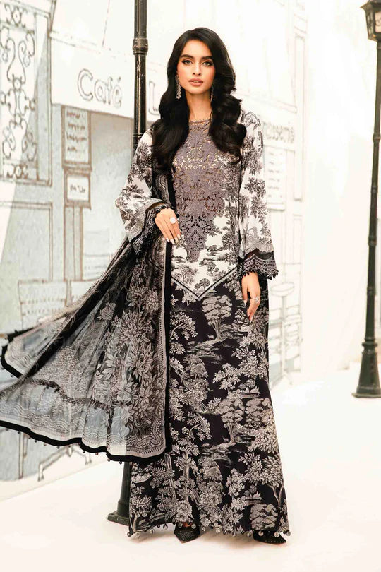 MPT-2608-B- Black Embroidered Lawn Suit By Maria.B