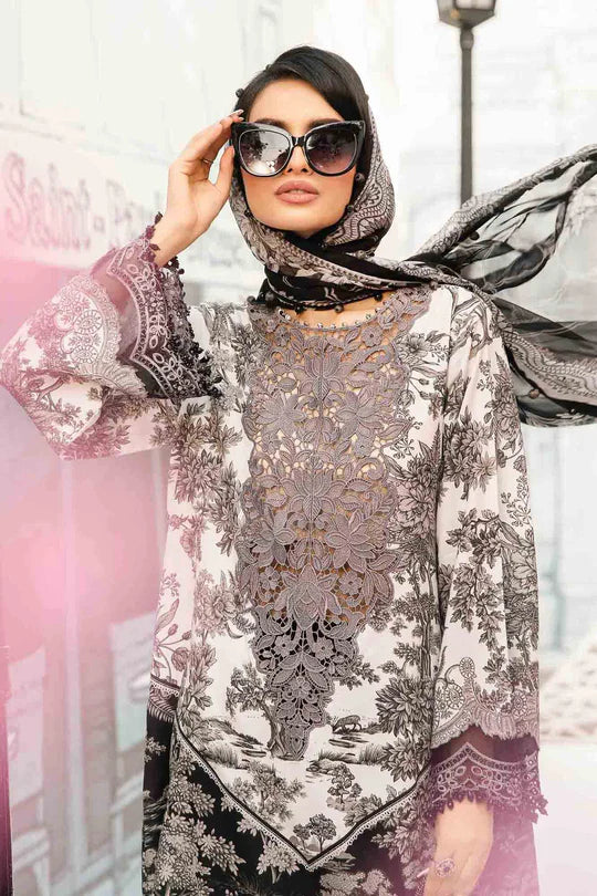 MPT-2608-B- Black Embroidered Lawn Suit By Maria.B