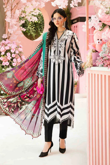 MPT-2609-B- Black & White Embroidered Lawn Suit By Maria.B