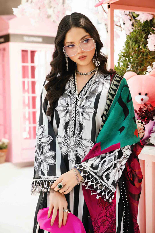MPT-2609-B- Black & White Embroidered Lawn Suit By Maria.B