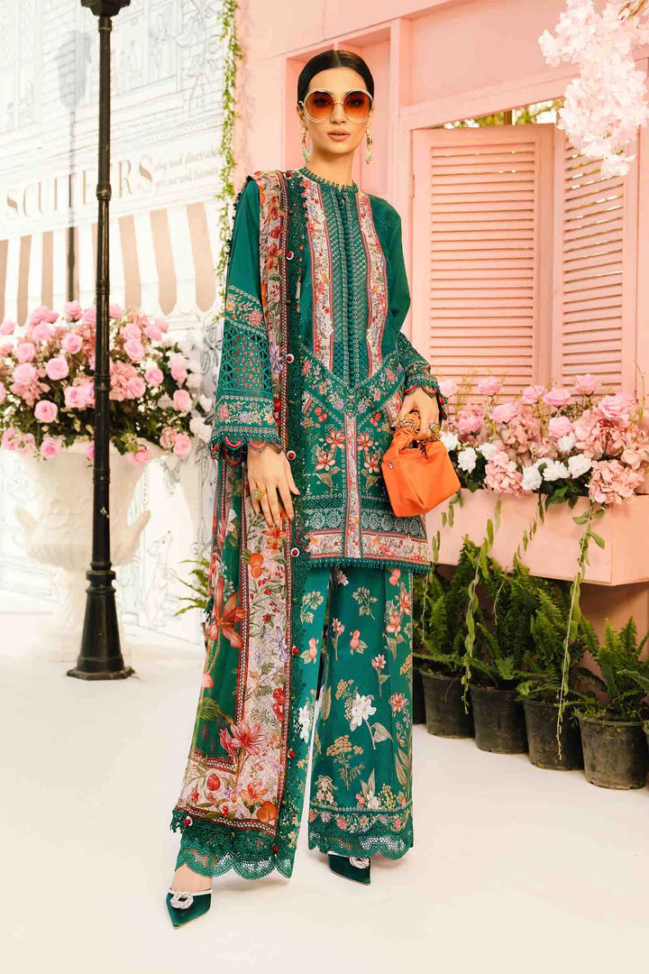 MPT-2610-A- Emerald Green Embroidered Lawn Suit By Maria.B