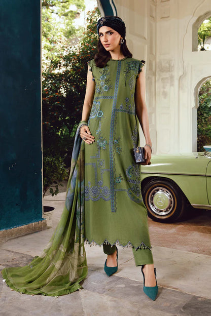 MPT-2701-A – Maria B M.Prints Green Stitched Cambric Outfit with chiffon dupatta – Pakistanimoda