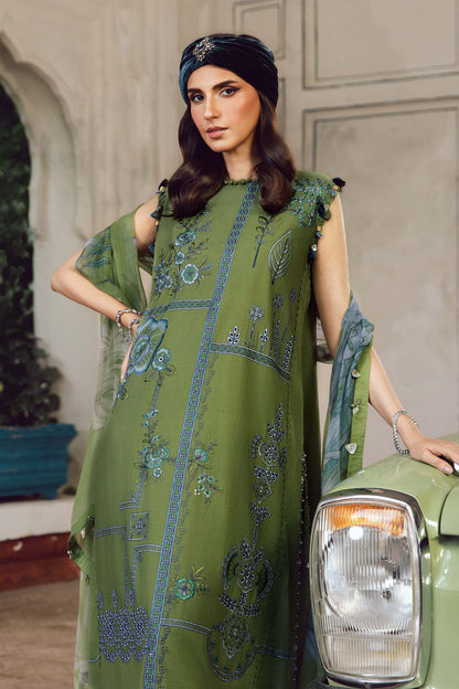 MPT-2701-A – Maria B M.Prints Green Stitched Cambric Outfit with chiffon dupatta – Pakistanimoda
