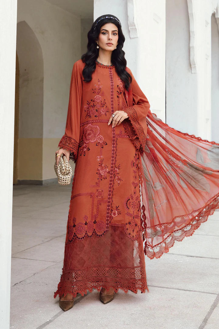 MPT-2701-B – Maria B M.Prints Rust Designer Stitched Cambric Suit – shop Pakistanimoda