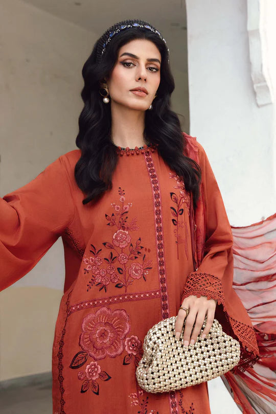 MPT-2701-B – Maria B M.Prints Rust Designer Stitched Cambric Suit – shop Pakistanimoda