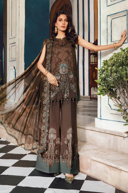 MPT-2704-A Maria B Designer Brown Stitched Cambric Suit – Eid & festive wear at Pakistanimoda