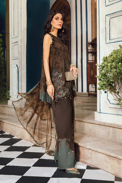 MPT-2704-A Maria B Designer Brown Stitched Cambric Suit – Eid & festive wear at Pakistanimoda