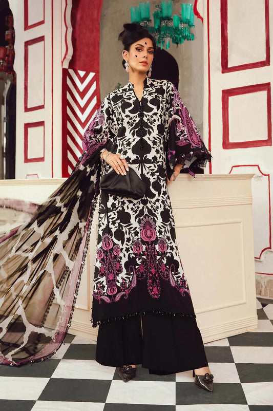 MPT-2704-B – Maria B M.Prints Black Cambric Stitched Suit with embroidery – shop Pakistanimoda