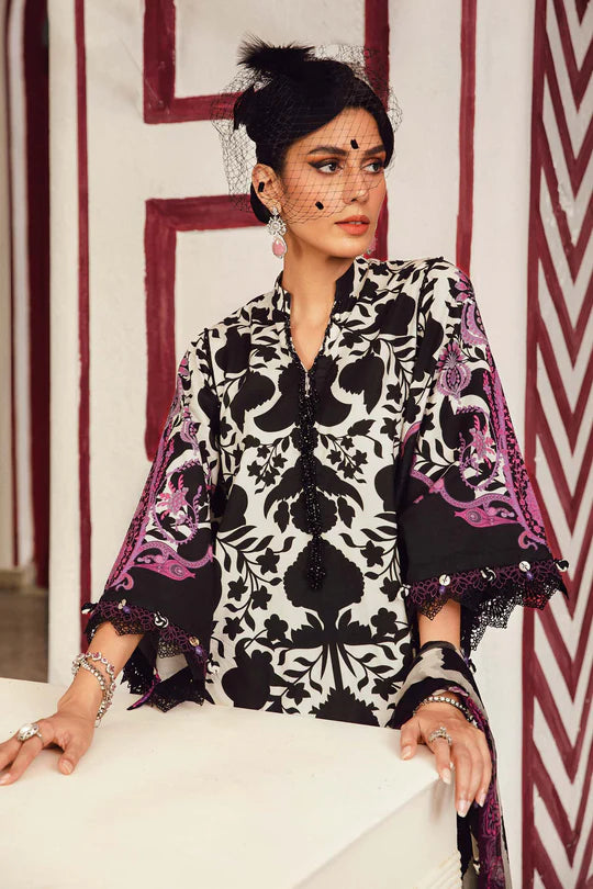MPT-2704-B – Maria B M.Prints Black Cambric Stitched Suit with embroidery – shop Pakistanimoda