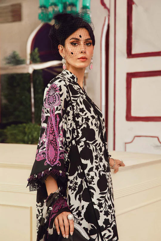 MPT-2704-B – Maria B M.Prints Black Cambric Stitched Suit with embroidery – shop Pakistanimoda