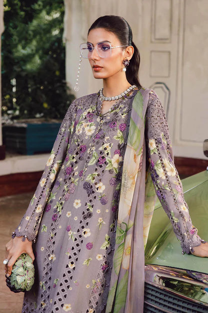 MPT-2706-B Maria B M.Prints Purple Cambric 3pc Suit stitched designer dress online at Pakistanimoda.com