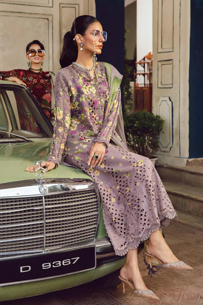 MPT-2706-B Maria B M.Prints Purple Cambric 3pc Suit stitched designer dress online at Pakistanimoda.com