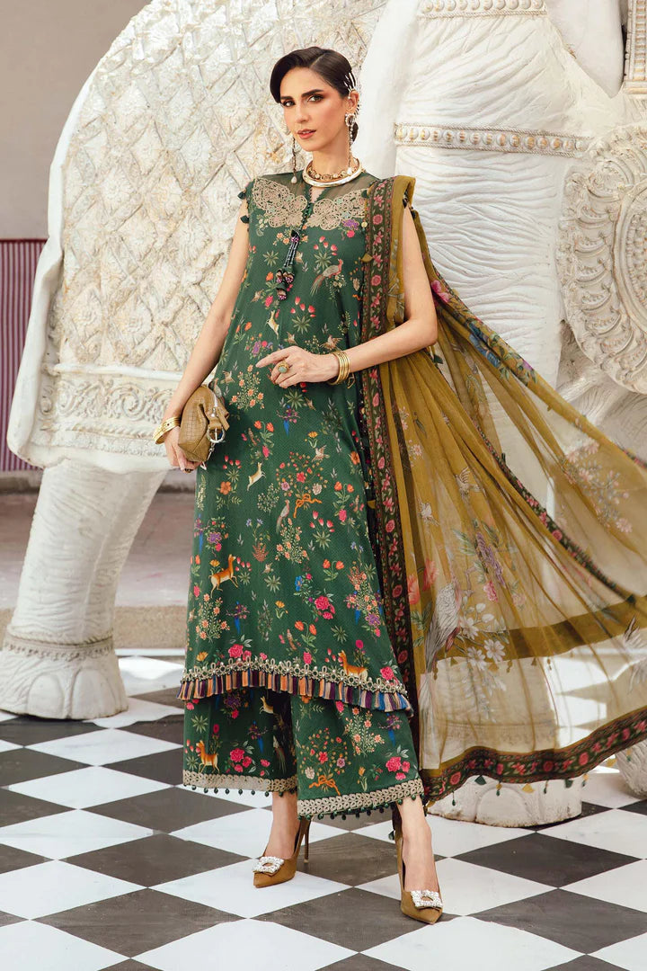 MPT-2707-B – Maria B M.Prints Green Linen Stitched Outfit 3pc festive dress – Pakistani designer wear at Pakistanimoda