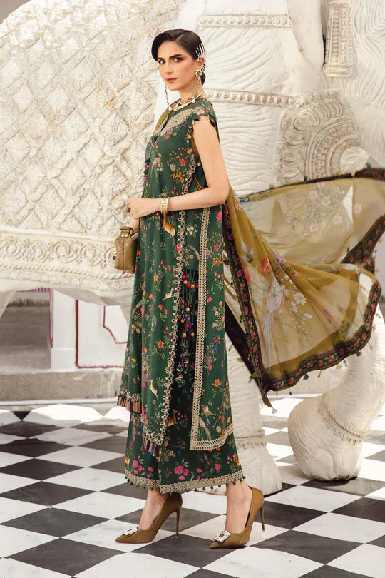 MPT-2707-B – Maria B M.Prints Green Linen Stitched Outfit 3pc festive dress – Pakistani designer wear at Pakistanimoda