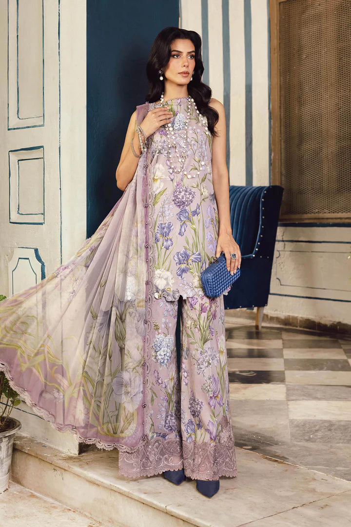 MPT-2708-A – Maria B M.Prints Lilac Stitched Cambric Suit with chiffon dupatta – shop festive designer wear at Pakistanimoda