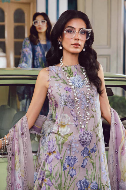 MPT-2708-A – Maria B M.Prints Lilac Stitched Cambric Suit with chiffon dupatta – shop festive designer wear at Pakistanimoda