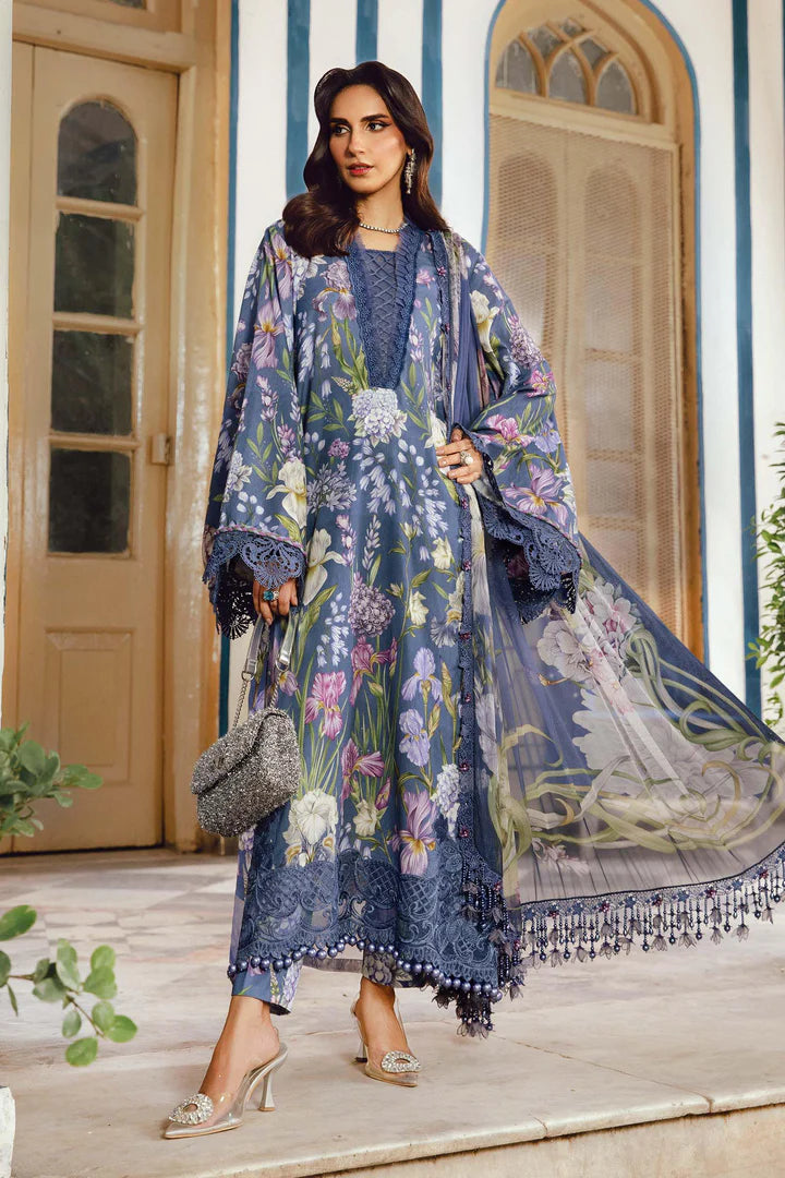 MPT-2708-B – Maria B M.Prints Blue Stitched Cambric Suit with chiffon dupatta – shop at Pakistanimoda