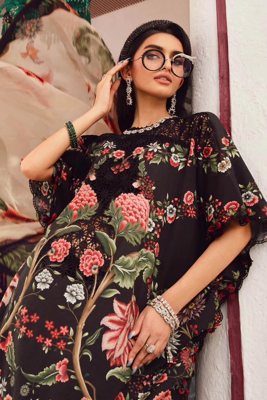 MPT-2709-B – Maria B M.Prints Black Stitched Cambric Suit with chiffon dupatta – shop at Pakistanimoda