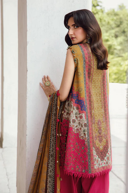 MPT-2710-A – Maria B Designer Mustard Stitched Cambric Suit ready to wear with chiffon dupatta – Pakistanimoda