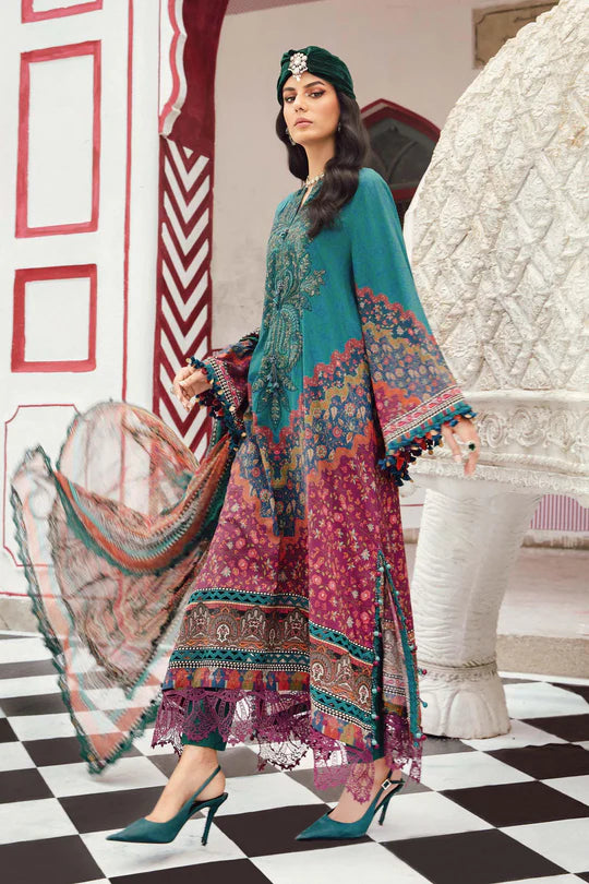 MPT-2710-B – Maria B Designer Teal Green Cambric Suit stitched with dupatta – shop ready-to-wear at Pakistanimoda