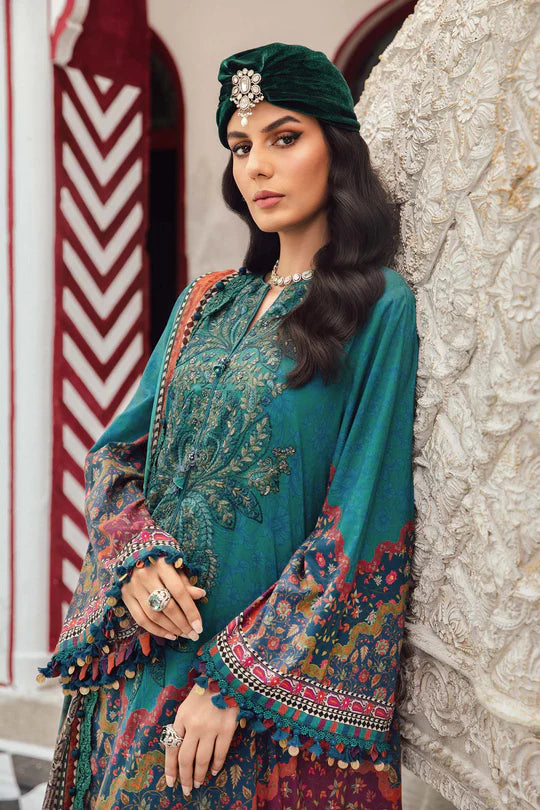 MPT-2710-B – Maria B Designer Teal Green Cambric Suit stitched with dupatta – shop ready-to-wear at Pakistanimoda