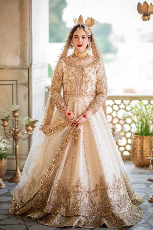 Madhu - Ivory Bridal Pishwas with Lehenga By Maha Wajahat Khan