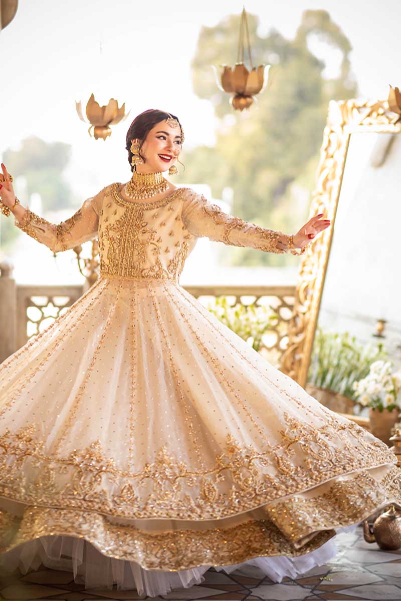 Madhu - Ivory Bridal Pishwas with Lehenga