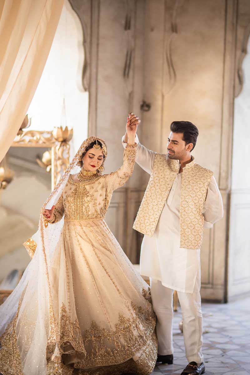 Madhu - Ivory Bridal Pishwas with Lehenga