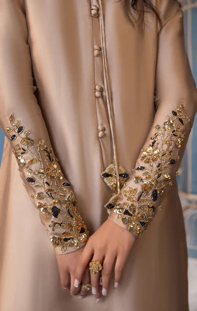 Maelis- Bronze and Gold Tissue Silk Outfit for Eid ul Fitr By-Maya Pret-A-Porter
