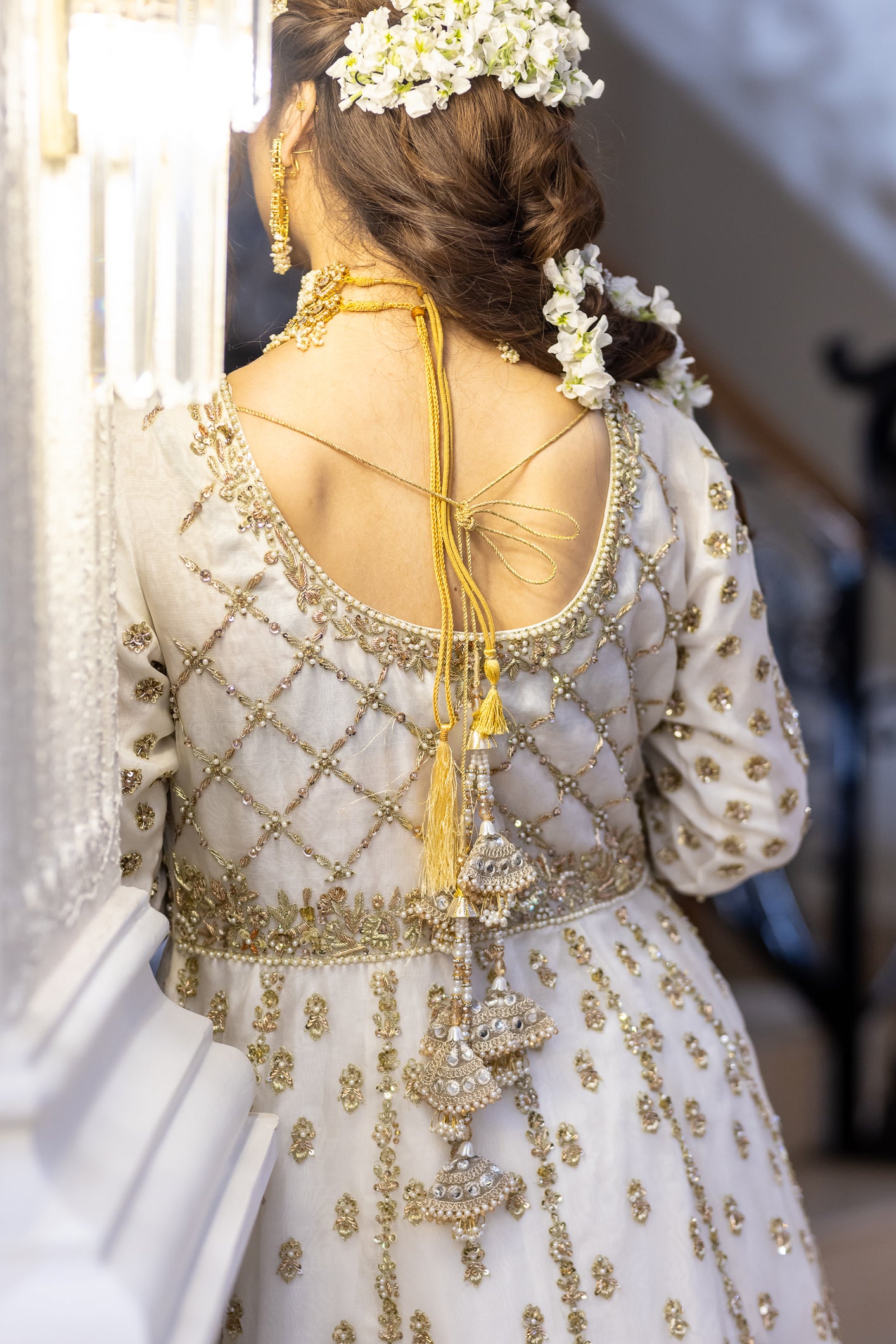 Mah-e-Noor - Traditional White Pure Organza Outfit for Brides