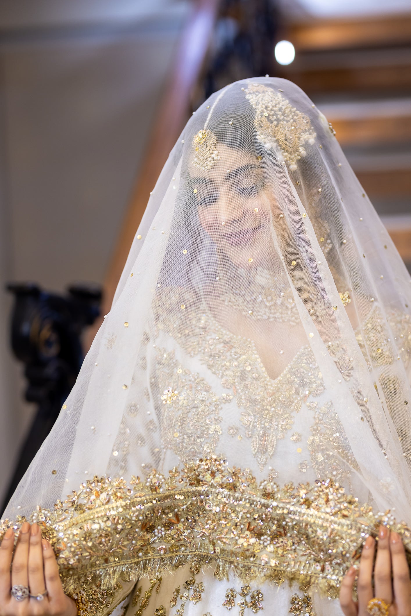 Mah-e-Noor - Traditional White Pure Organza Outfit for Brides