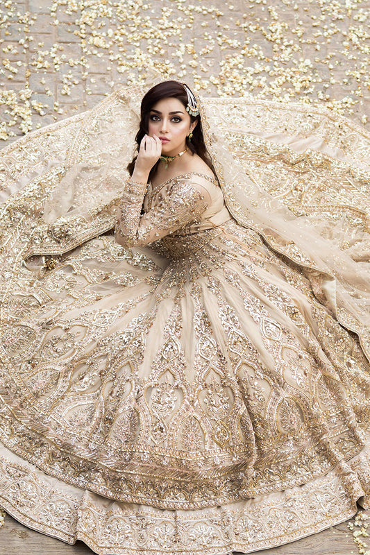 Maharani Pishwas with Lehenga Bridal Ensemble By Maha Wajahat Khan