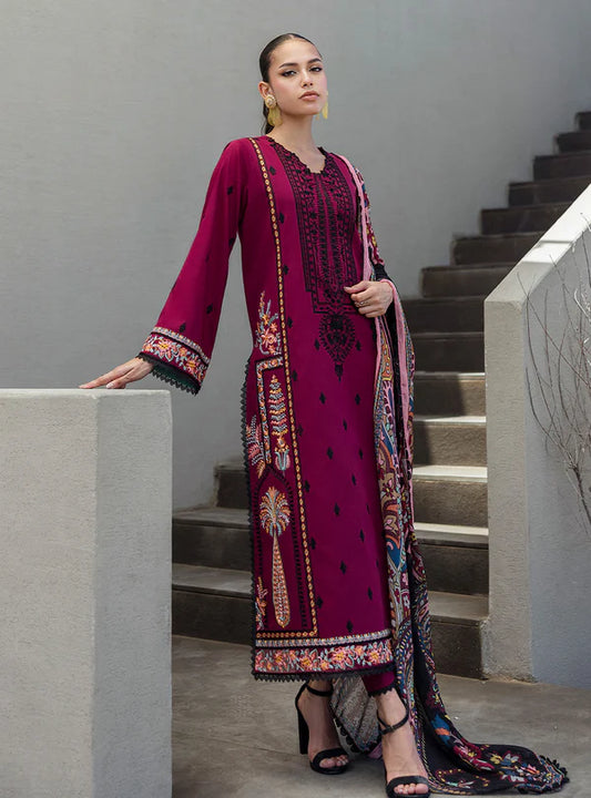 Mahay-Rich Deep Maroon 3-piece Lawn Suit By-Zainab Chottani