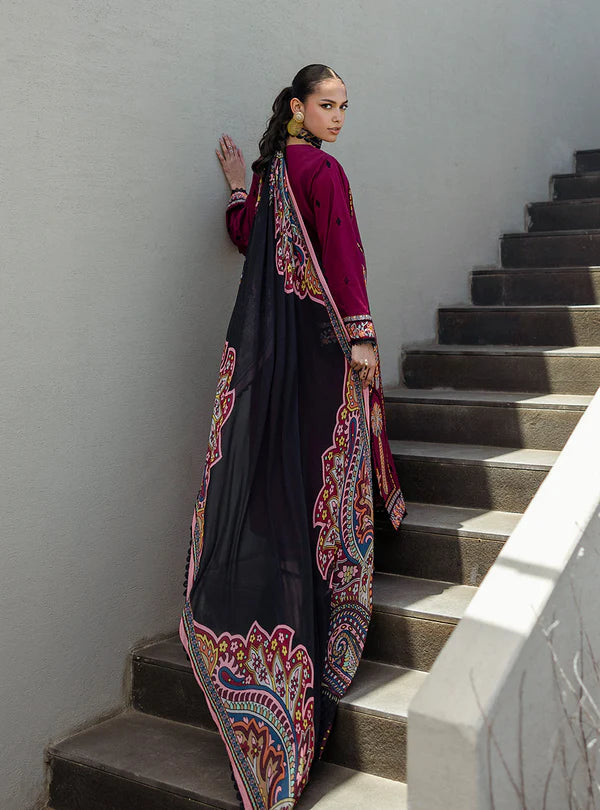 Mahay-Rich Deep Maroon 3-piece Lawn Suit By-Zainab Chottani