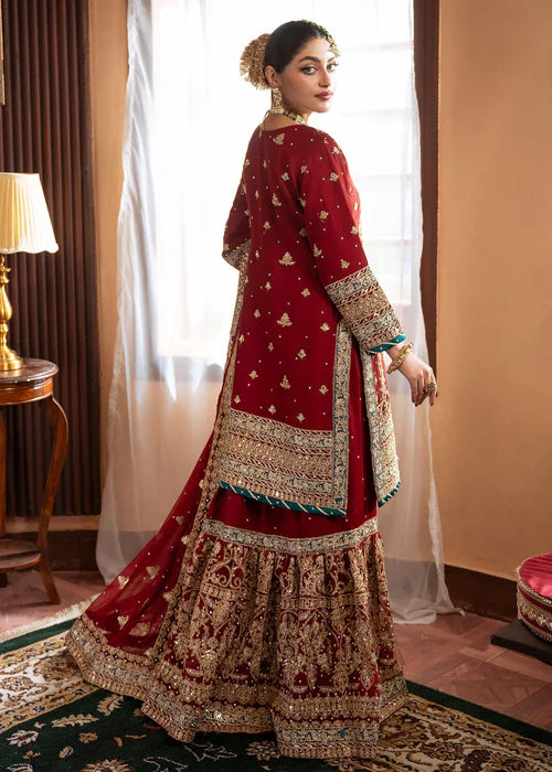 Mahideen- Elegant Designer Crimson Gharara Suit For Canadian Brides
