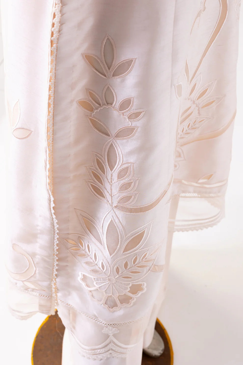 Mahjabeen – Festive Wear Pearl White Suit with Elegant Cutwork