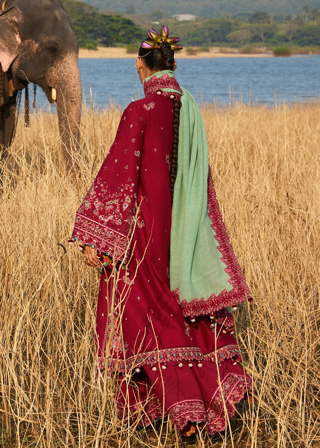 Mahogany- Maroon Luxury Lawn Suit By- Hussain Rehar