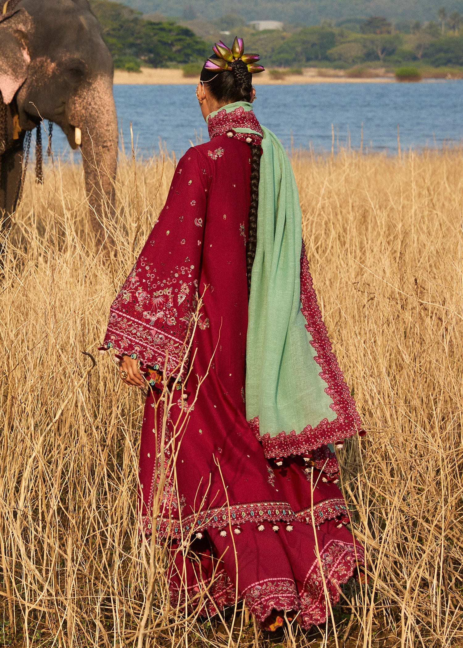Mahogany- Maroon Luxury Lawn Suit By- Hussain Rehar