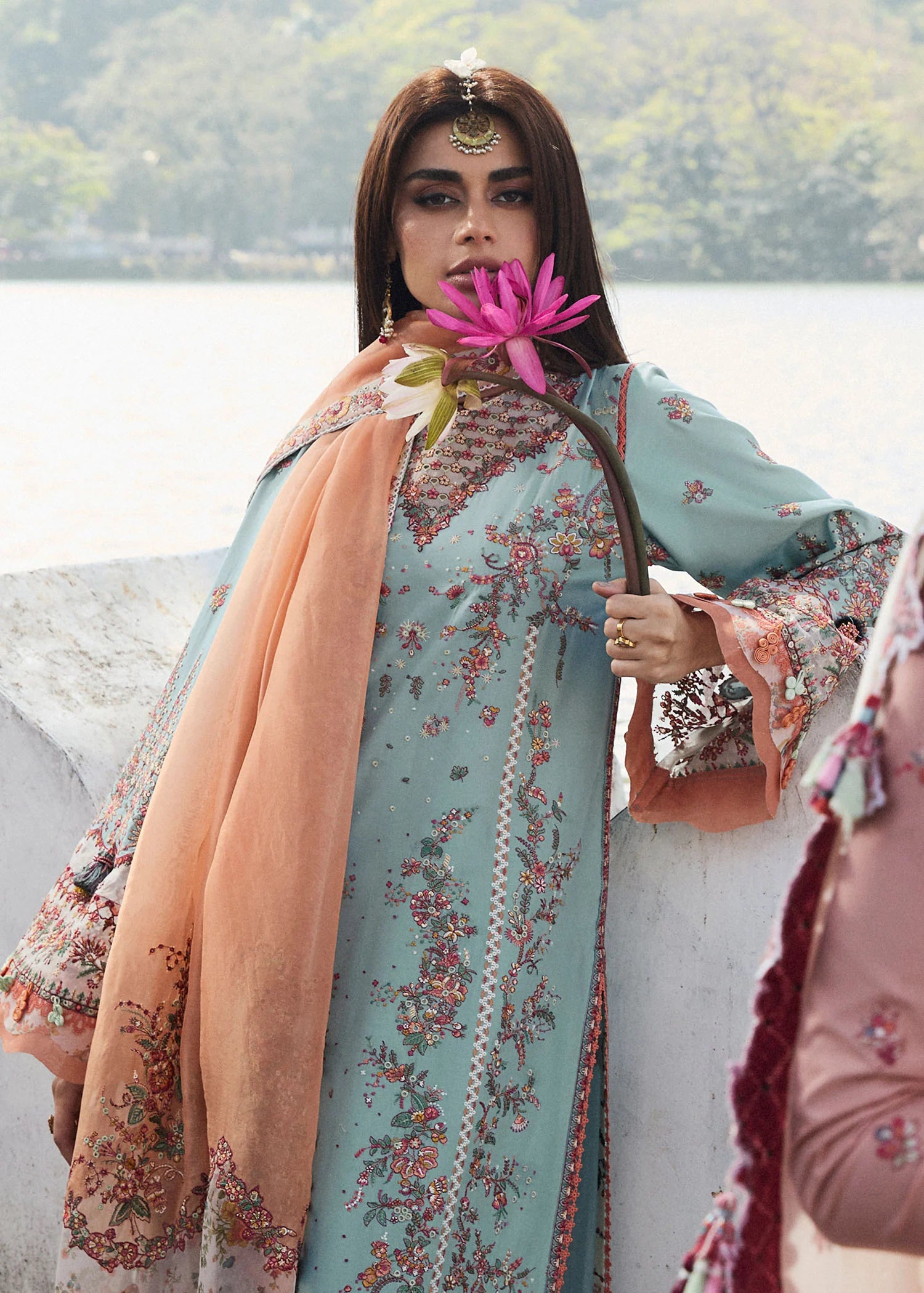 Malibu- Summer Turquoise Blue Lawn Suit By- Hussain Rehar