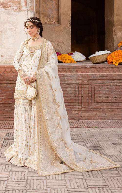 Malika Jaan-  Pakistani Bridal Korean Raw Silk Gharara Set