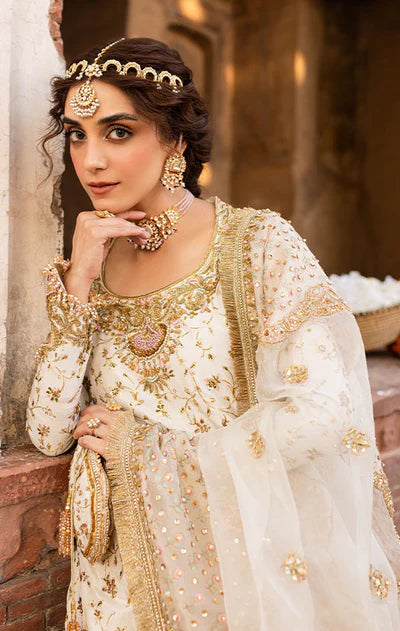 Malika Jaan-  Pakistani Bridal Korean Raw Silk Gharara Set