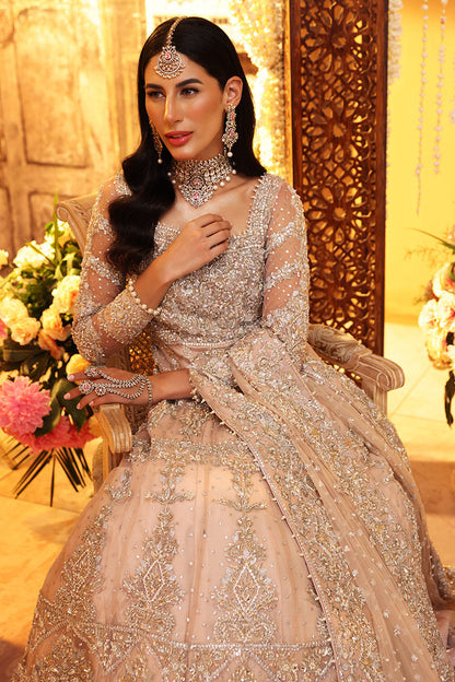 Manha-Designer Handworked Peach Net Bridal Gown